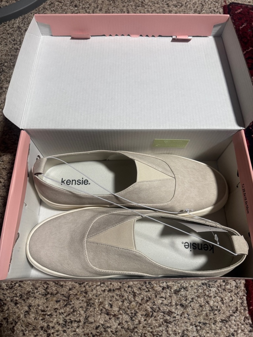 Kensie Neutral Beige Slip-On Canvas Moccasins
